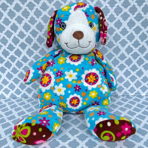 Mary Meyer Print Pizzazz Blue Floral Sunny Puppy Dog Pre-Loved - Picture 1 of 6